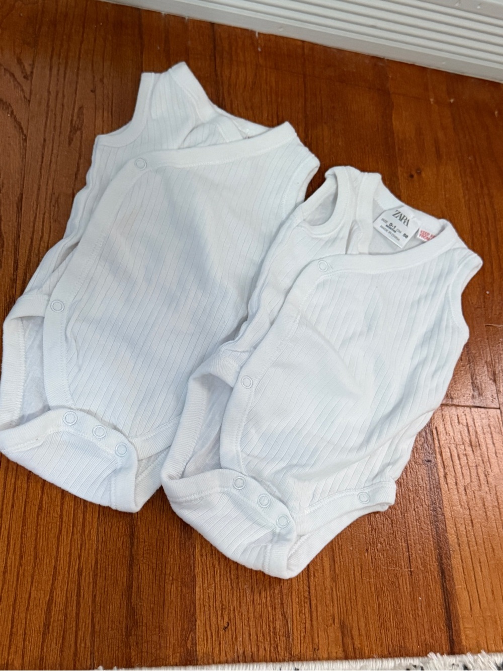 Zara Baby Ribbed Wrap Bodysuit Set White 0–1 Months Newborn 2 Pack